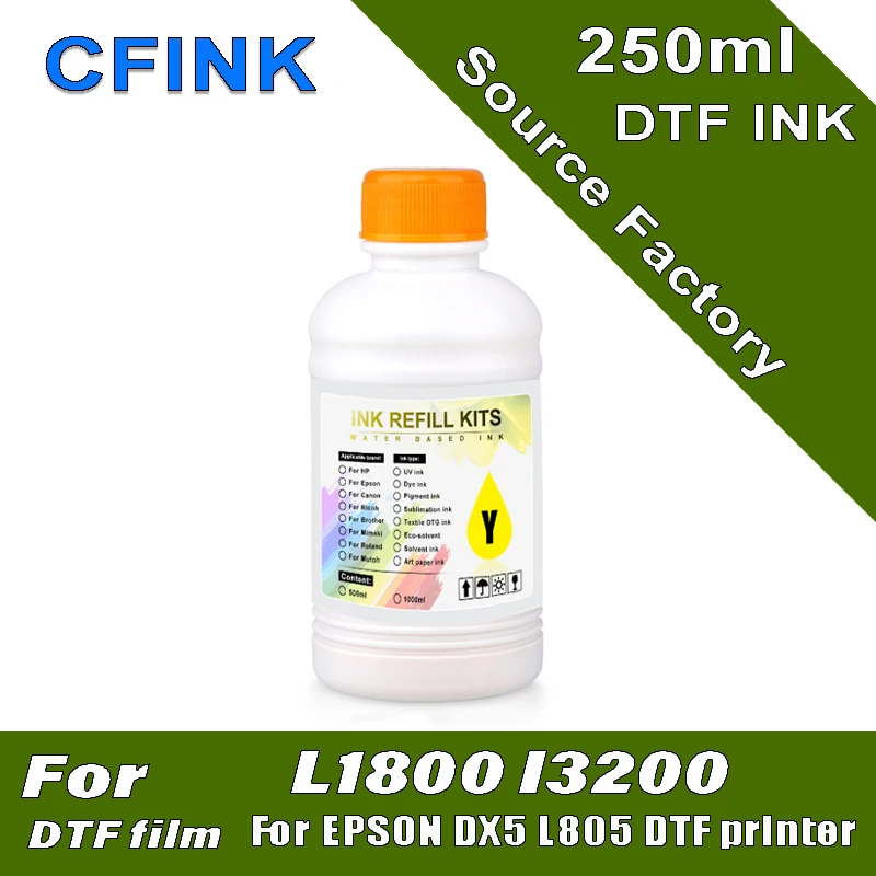 Чернила DTF 250 мл для печатающей головки Epson I3200 L1800 L800 L805 DX5 DX7 I4720 I5113 переводной
