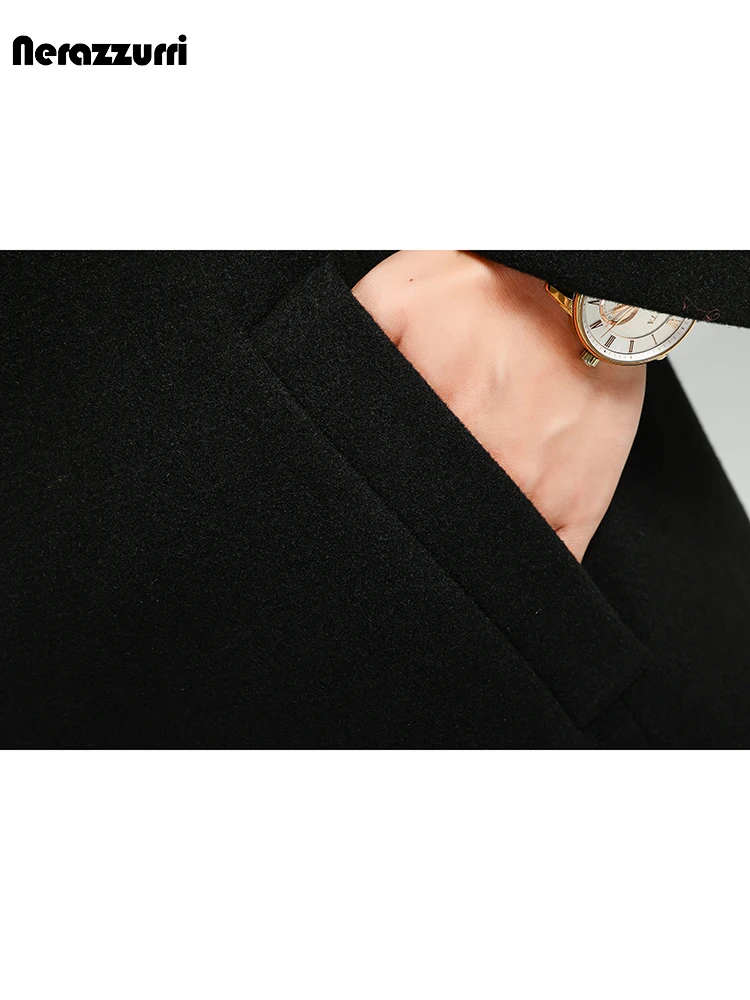 Пальто Nerazzurri мужское длинное роскошное элегантное мягкое теплое шерстяное