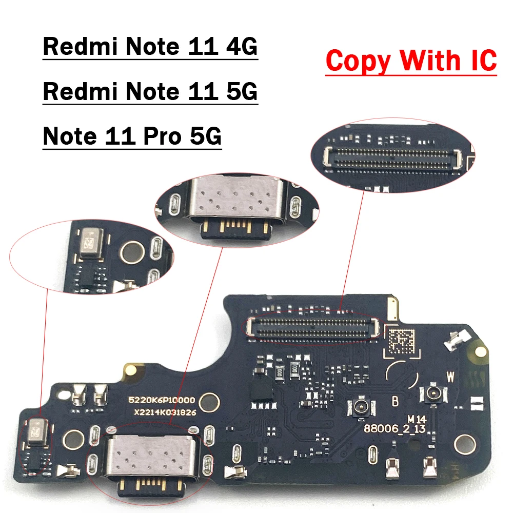 

10 шт./партия, USB-разъём для зарядки Xiaomi Redmi Note 11 4G Note 11 Pro