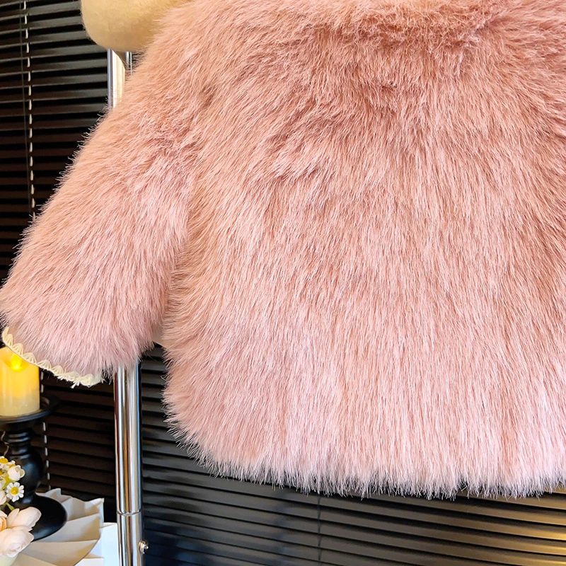 Осенне-зимняя детская куртка из искусственного меха для девочек теплая