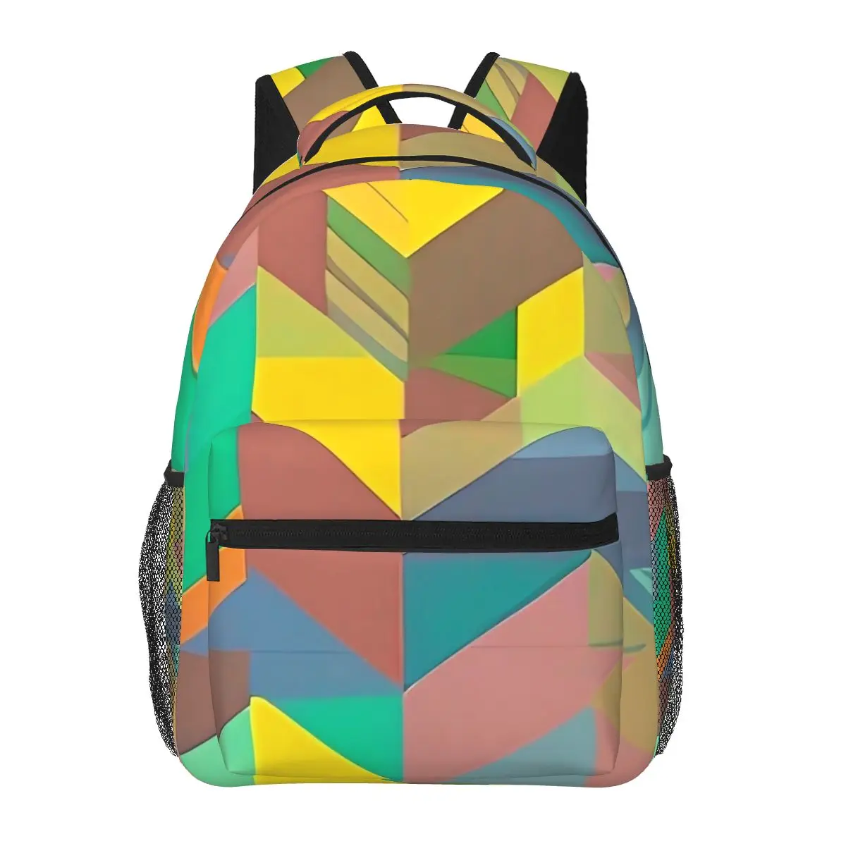 

Colorblock Print Backpack Male Geometric Soft Backpacks Polyester Pretty School Bags Trekking Custom Rucksack