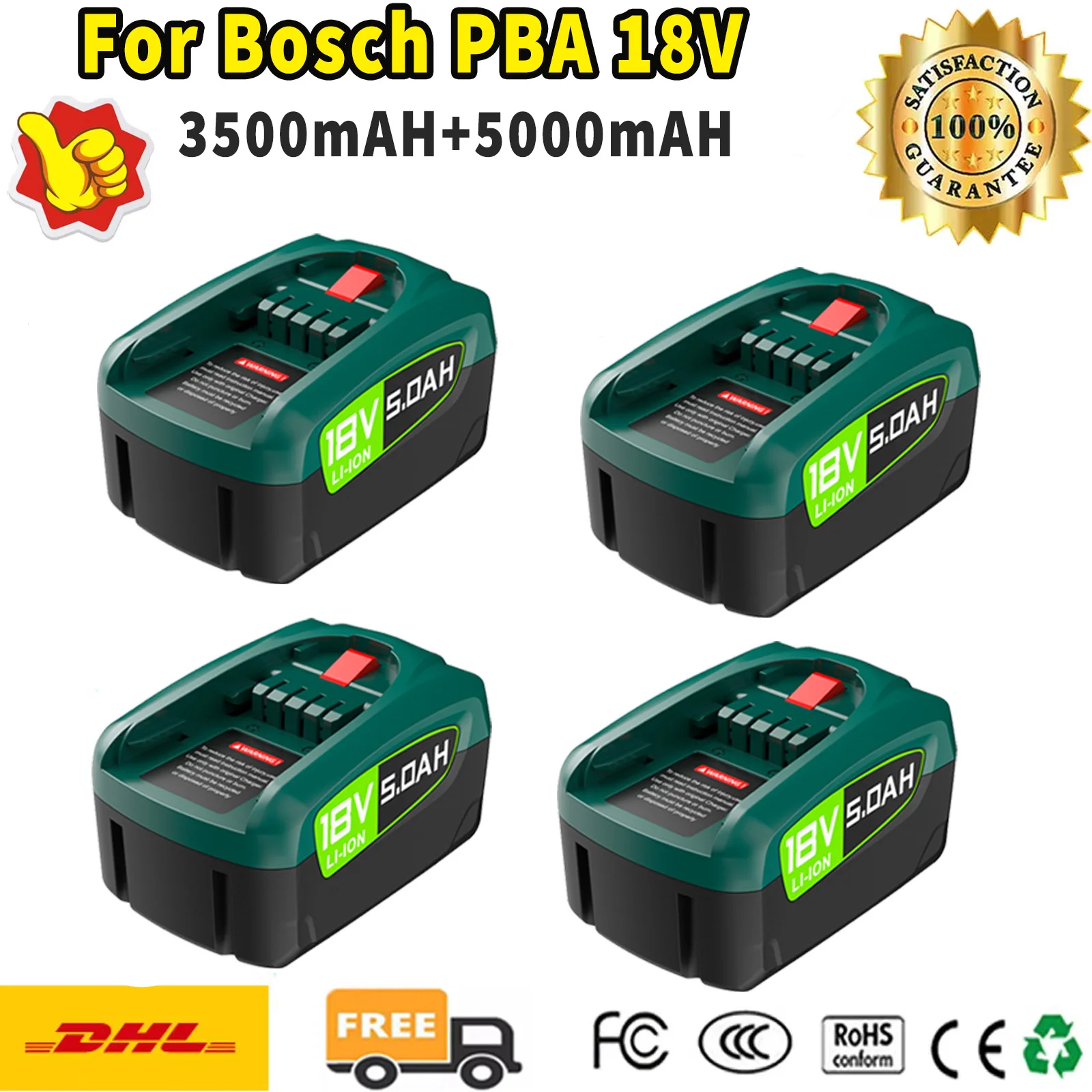 Фото Для Bosch 18 В 3,5/5,0 Ач литий-ионный сменный аккумулятор для инструментов PBA PST PSB PSR Bosch домашние садовые инструменты AL1810CV AL1815CV №1