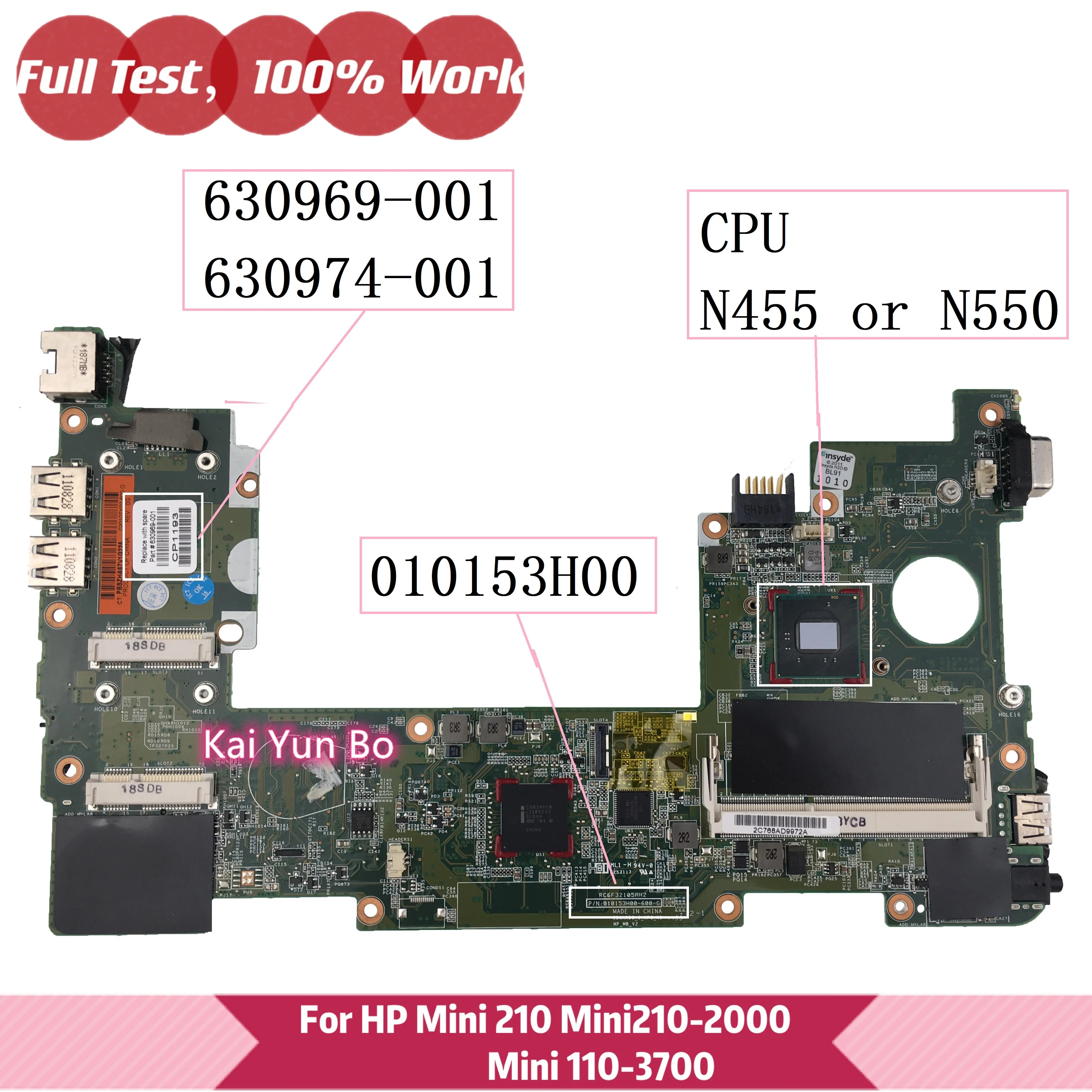 

630969-001 630974-001 Материнская плата HP Mini 110 Cq10 Mini 210 210-2000 Нетбук Материнская плата ноутбука 010153H00-600-G с N455 N550