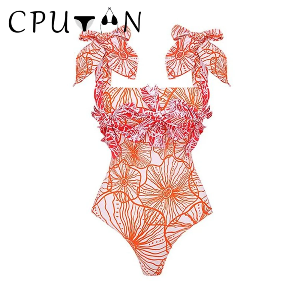 

Новинка 2023, Цельный купальник CPUTAN с 3D цветочным принтом, монокини, пляжная одежда, бразильское летнее винтажное бикини, купальный костюм, купальники