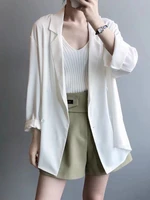 suit solid color jacket womens 2022 spring summer thin design loose sunscreen small suit colorful blazer jacket for women