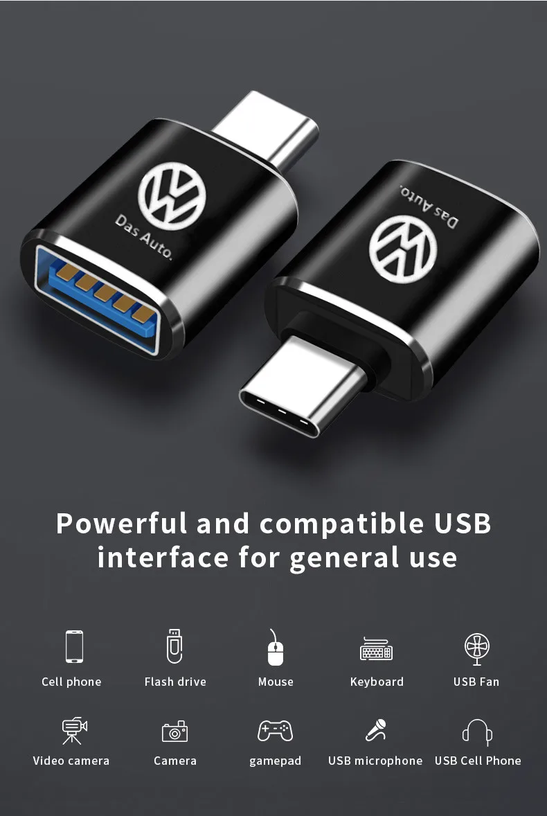 Автомобильный интерфейс Type-C к USB 3.0 мини-конвертер зарядный адаптер для Volkswagen GOLF 5