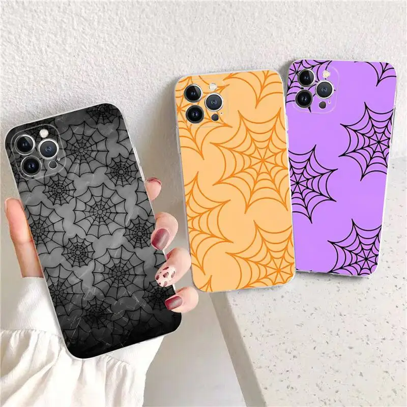 

Spider web Phone Case For iPhone 14 13 12 11 Pro Max XS X XR SE 2020 6 7 8 Plus Mini Transparent Shell