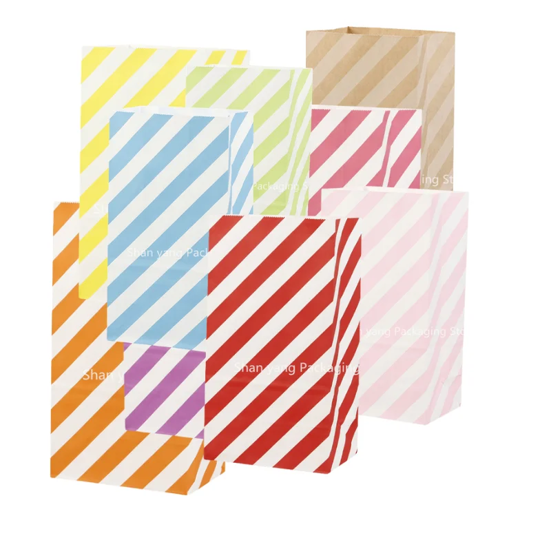

24pieces/colorful kraft paper bag storage bag takeout bag bread cake bag gift snack bag