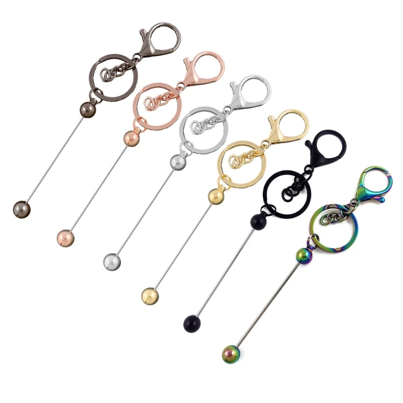 

Japan and Korea Metal Beaded Gradual Color Keychain Y2k Harajuku Style Cute Bag Car Pendant Can Hang Bottle Opener