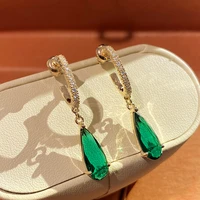 vintage micro pave zircon cz green earrings for women etrendy new korean fashion jewelry delicate earings bijoux femme gifts