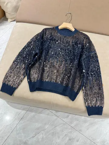 Женский шерстяной свитер с блестками