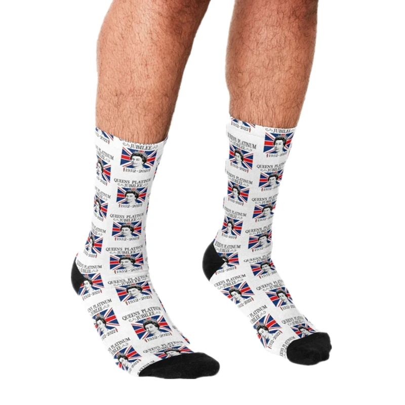 

Men's God save the Queen Elizabeth II socks Funny England Socks harajuku Men Happy hip hop Novelty boys Casual Socks for men