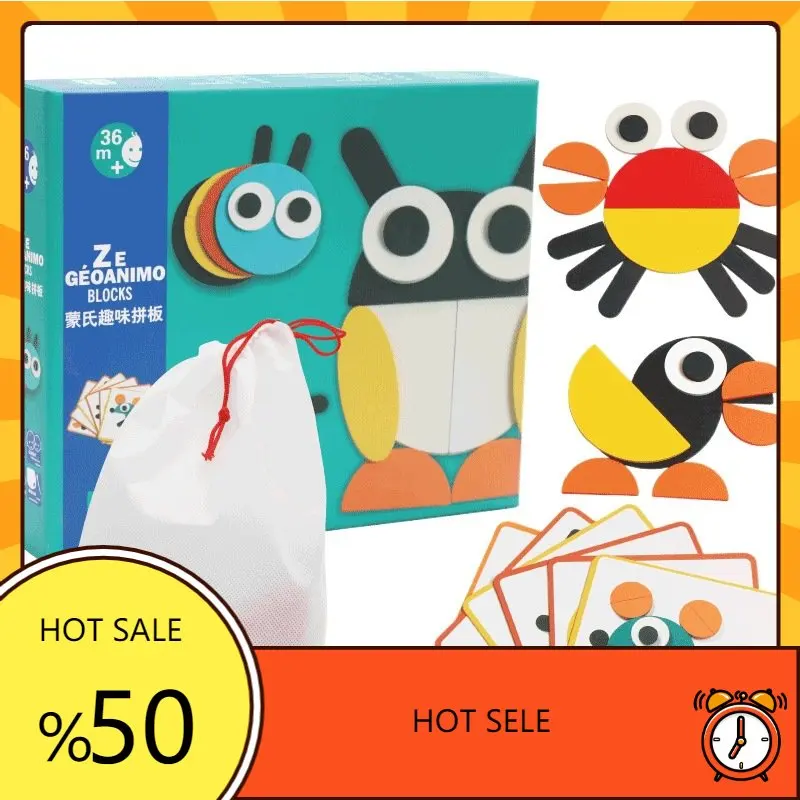 

Montessori Wooden Jigsaw Puzzle Toy Match Game Baby Educational Learning Toys for Children Animal Cognition 3D Puzzles Kids Gift