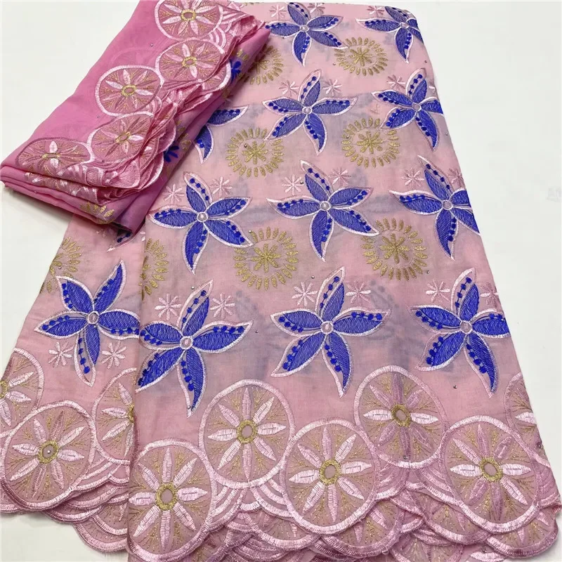 

7 yard With Scarf Swiss lace fabric latest Dry lace embroidery African 100% cotton fabrics Swiss voile lace Dubai style 4L102705