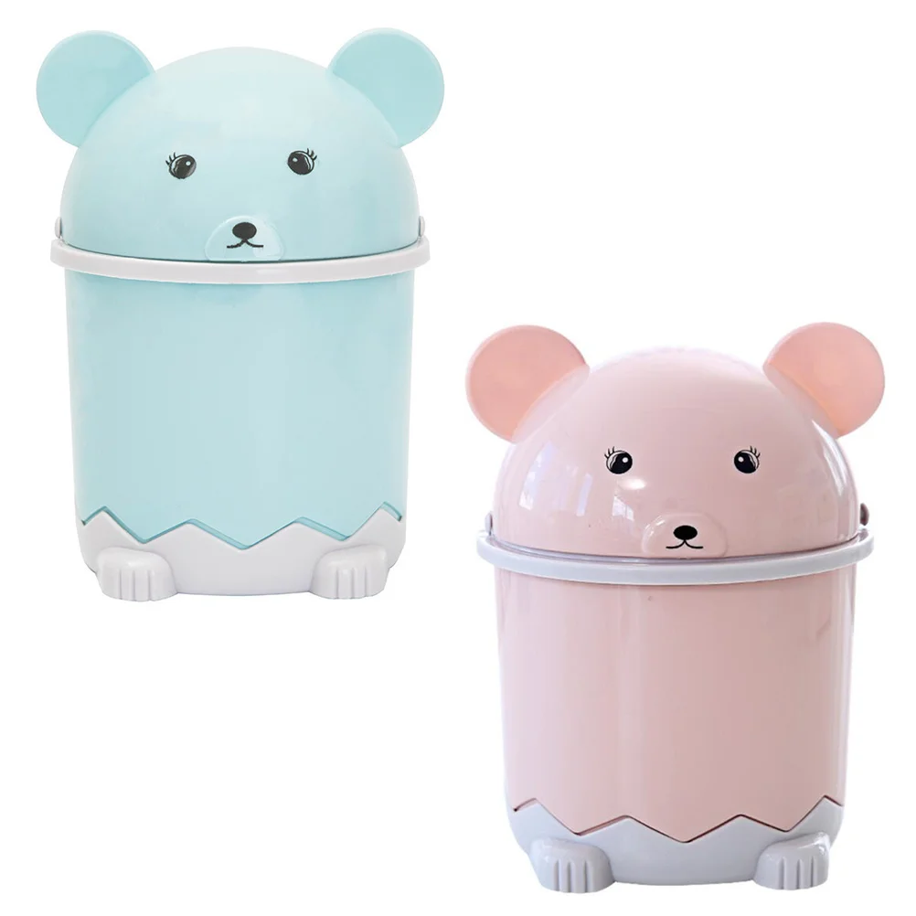 

Can Trash Garbage Desk Desktop Minihome Bin Waste Resistant Wear Lid Office Tablewastebasket Accessory Bucket Household Pail
