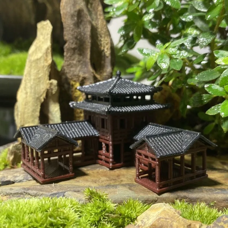 

Plastics Chinese Style Ancient Architectural Model 3D-Printing Art Building Rockery Aquarium Micro Landscape Bonsai Decoration