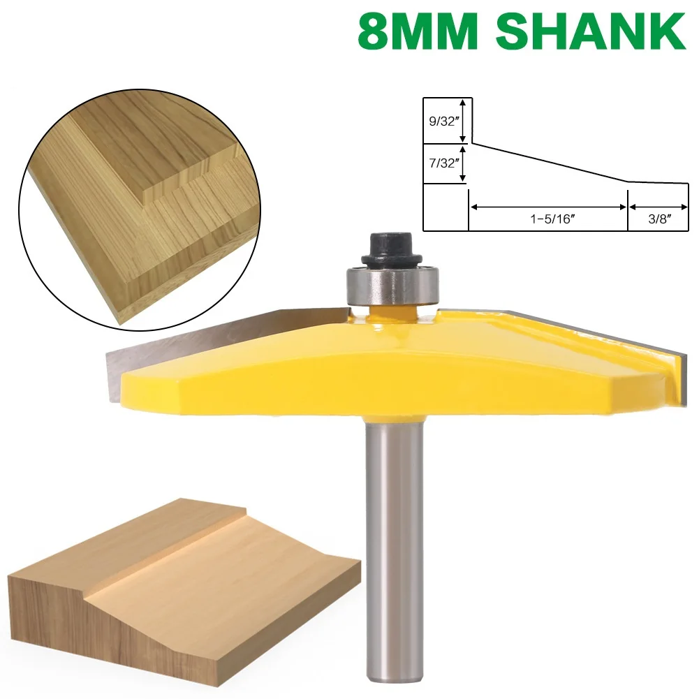 1pcs 15 paised panet bit anel Raiser Router Bit- Bevel Design - 8mm Shank Woodworking cutter Tenon Cutter for Woodworking Tools