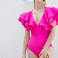2022 new sexy swimsuit lotus leaf thin belly covering bikini onepiece swimsuit bikinis swimsuits women summer
