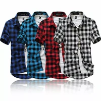 sleeve plaid button down summer casual tops tee mens rugby classic shirts clothing hot m 3xl new mens shirts short