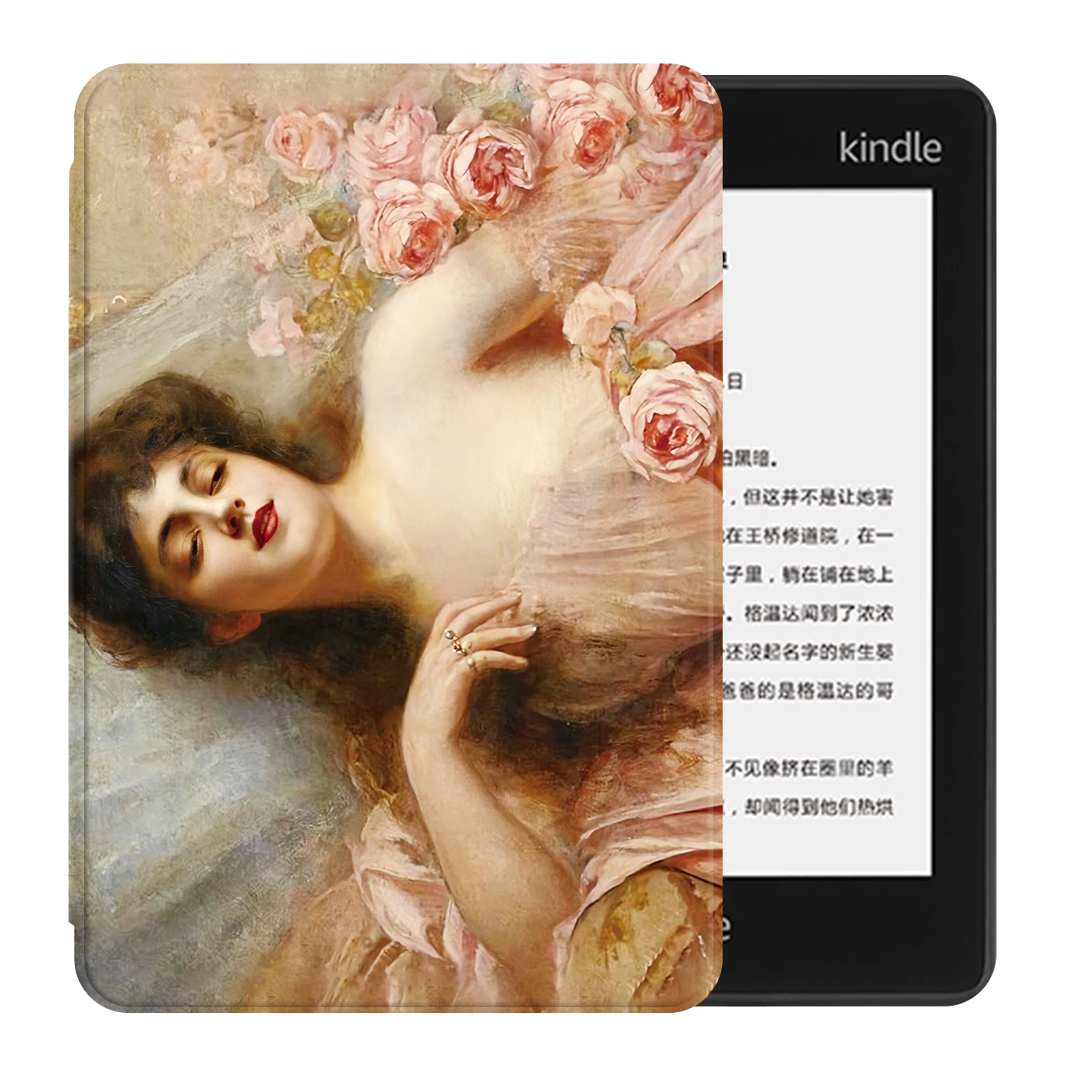 

Розовый девушка масляная живопись для Kindle Paperwhte 5 защитный чехол Paperwhite4 Funda Kpw5 для M2L3EK электронная книга японская мультяшная оболочка