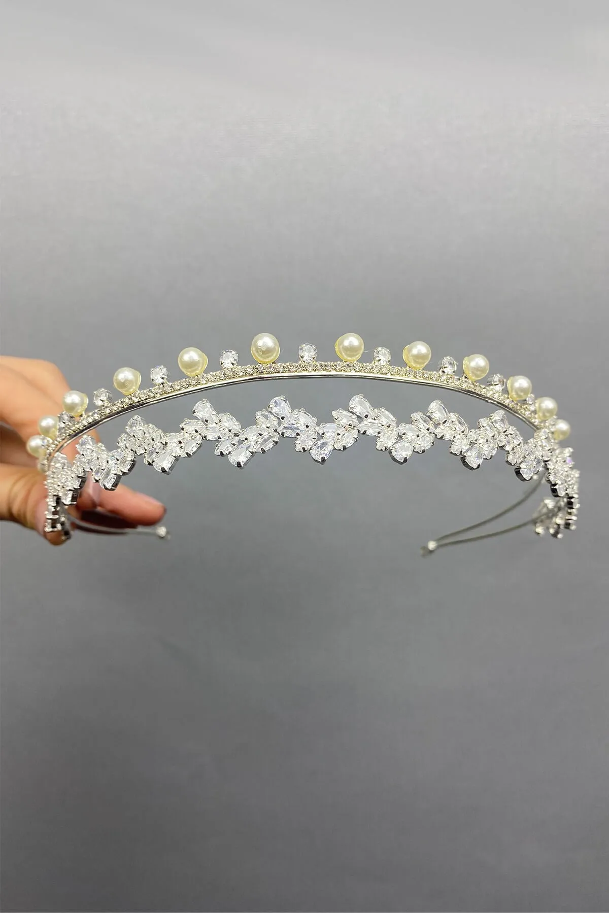 

Lamia Bridal Crown with Drop Zircon Stone
