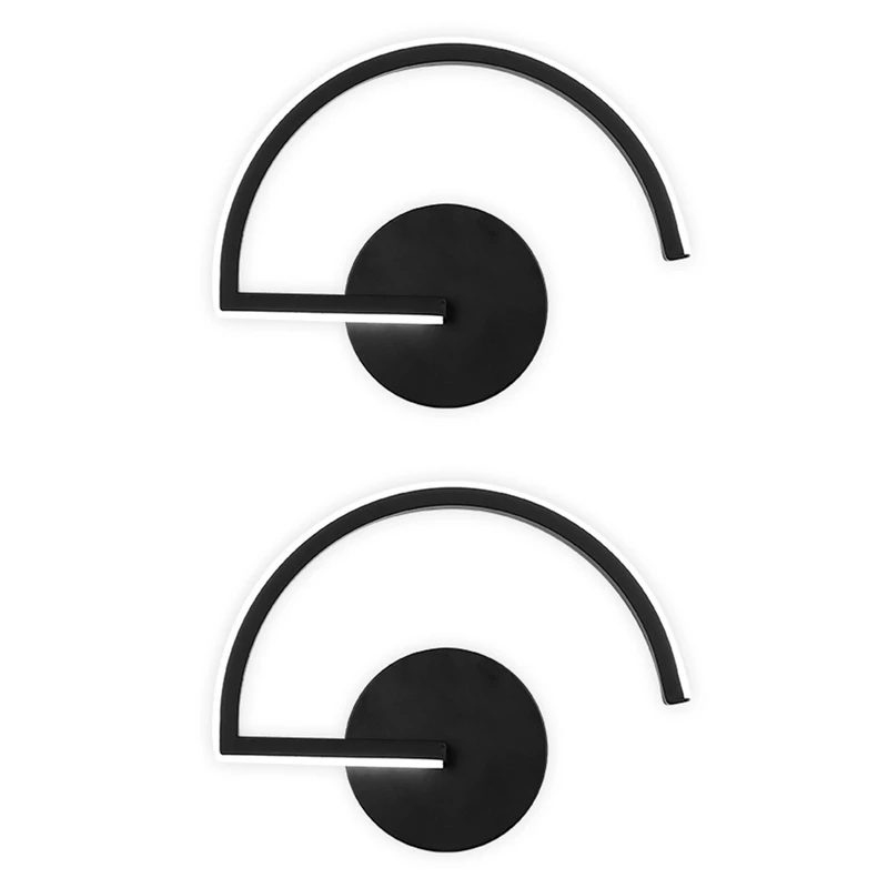 

2X 3 Tone Temperature Wall Lights For Home LED Bedroom Light 15W Hotel Decoration Lamp Art Semicircle Light Source