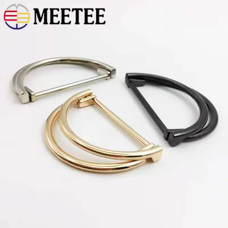 Meetee 5/10Pcs 25/30/40mm Double D Ring Metal Buckles Coat Belt Buckle Decorative Button Webbing Adjuster Hook Clasp Accessory