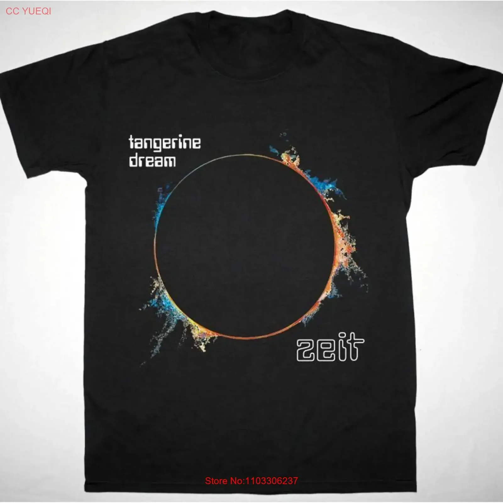 Фото Футболка TANGRERINE DREAM ZEIT, хлопковая, для взрослых, BL2 700, винтажная, с эффектом потертости, уличный стиль, дышащая, модная, эластичная, универсальная, мужская. №1