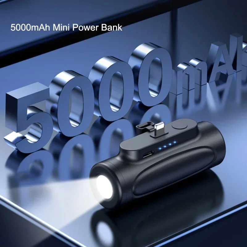 Мини Внешний аккумулятор 5000 мАч со светодиодной подсветкой портативное зарядное