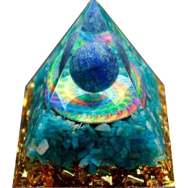 Healing Reiki Natural Crushed Stone Crystal Pyramid Ornaments Crystal Ball Oganite Pyramid Craft Meditation Tools Car Decor