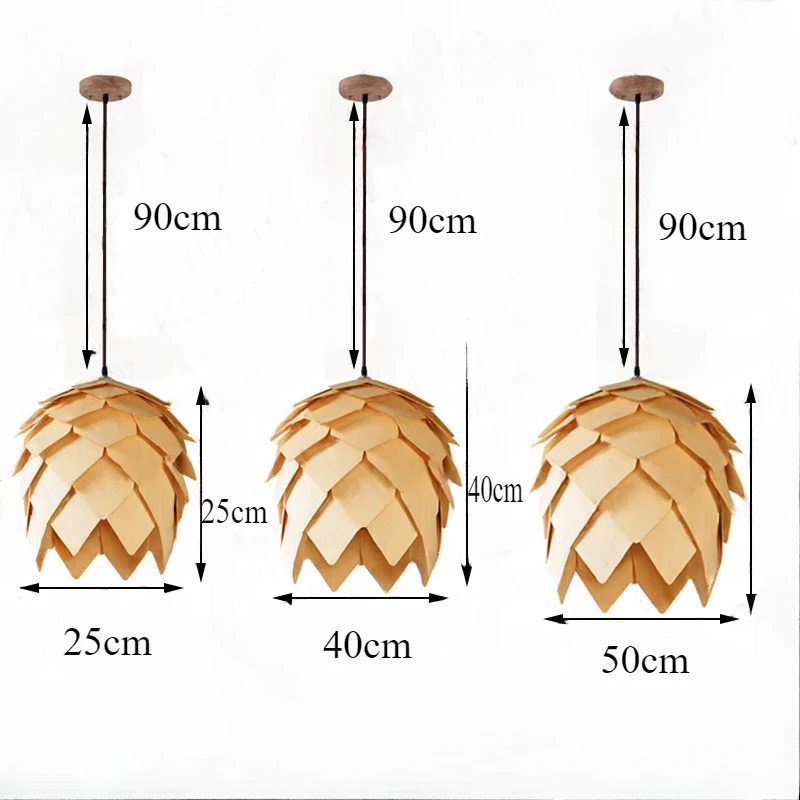 Современное искусство Дубовая сосновая шишка E27 Подвесные светильники Искусство