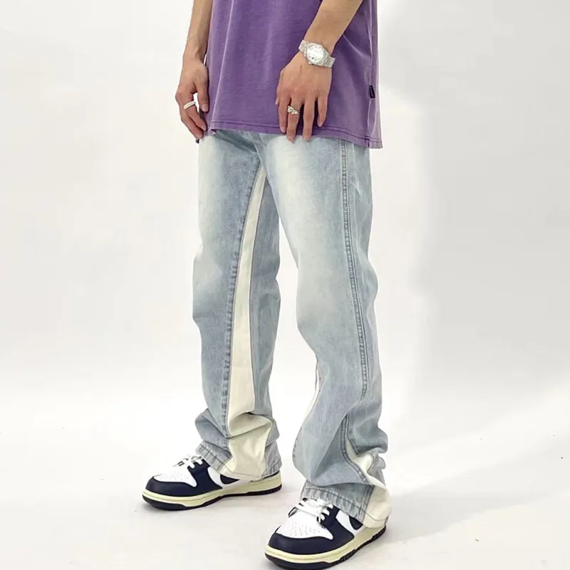 

Новинка 2022, модные мешковатые мужские расклешенные джинсы в стиле ретро с эффектом потертости, прямые женские винтажные джинсовые брюки в с...