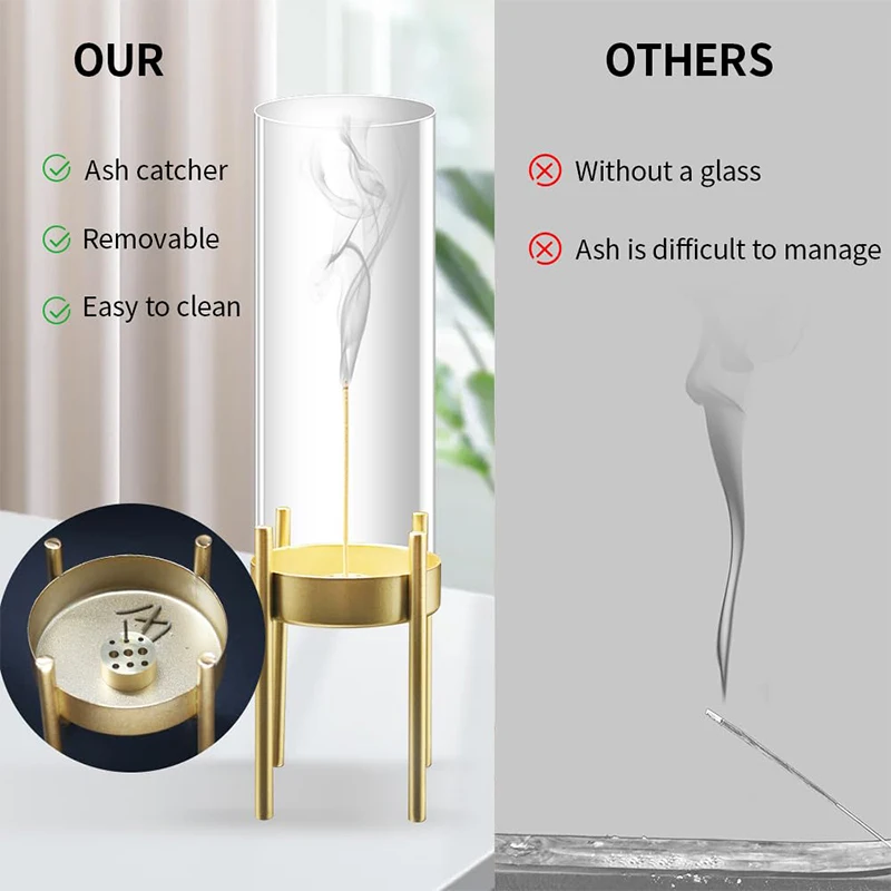 Держатель для благовоний палочек съемный стеклянный Ловец ясеня безвредная