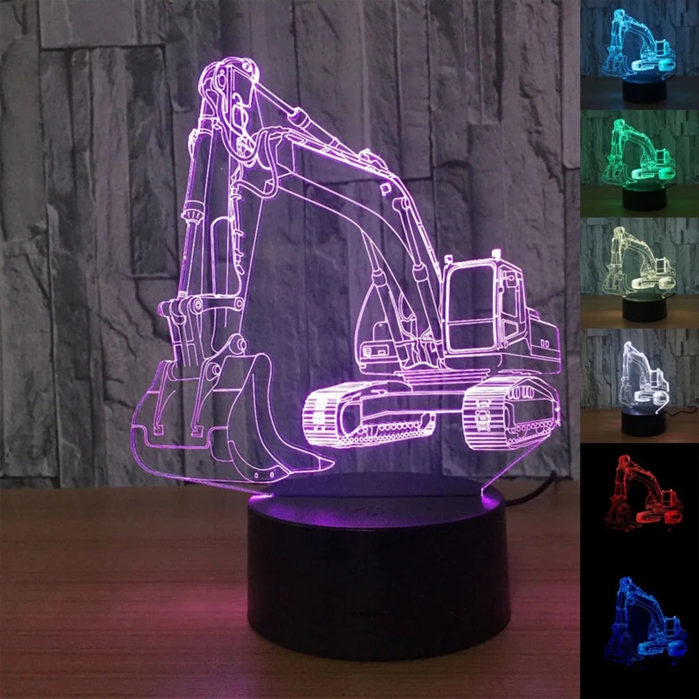 

Excavator 3D Light Colorful Remote Control Touch 3D LED Light