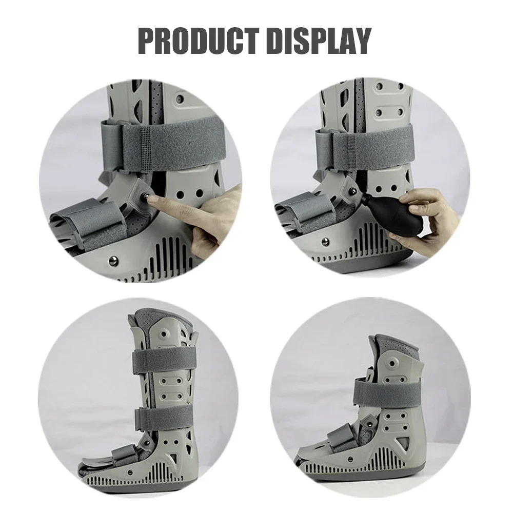 Фото 1 шт. Air Walker Boot для сломанной стопы и растяжения лодыжки — регулируемая поддержка лодыжки с компрессионными ремнями, удобная медицинская ва №5