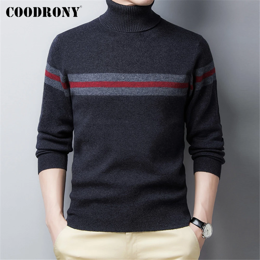 COODRONY Brand 100% Merino Wool Turtleneck Sweaters Men Luxury Clothing Winer New Arrival Cashmere Thick Warm Pullover Men Z3062
