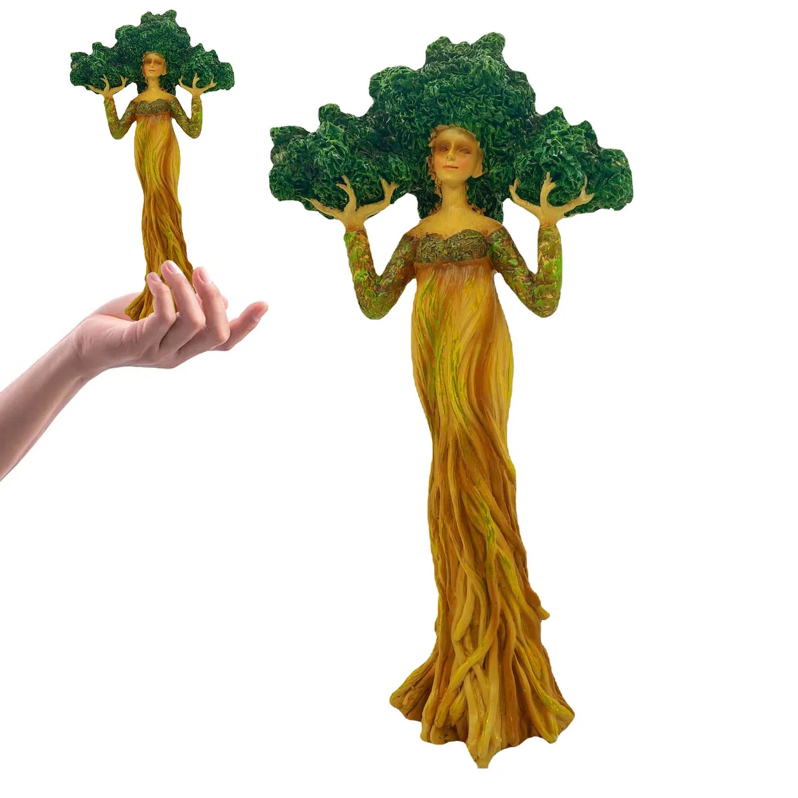 

Статуя богини леса, статуя богини дерева, статуя из смолы, садовая скульптура, украшения для дома ручной работы, коллекционная статуя