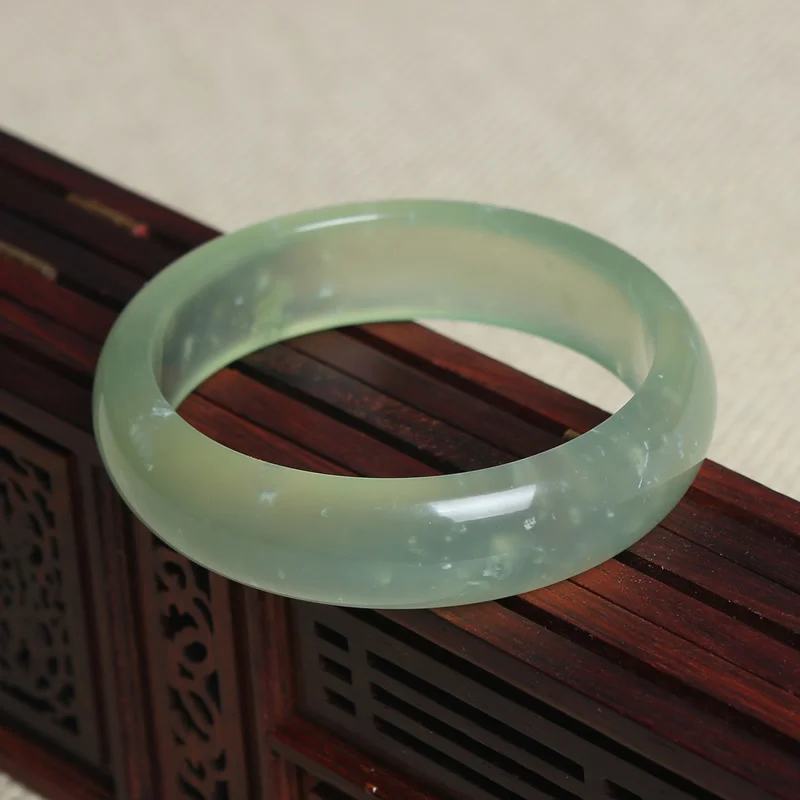 

Hot selling natural hand-carve Ice -through jade Baranglet 52-62mm bracelet fashion Men Women Luck Gifts Amulet for