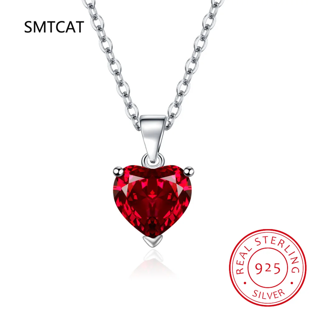 Ожерелье с подвеской в форме сердца 3 6 карата рубином цепочка 45 см стерлинговое