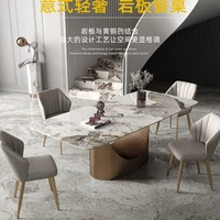 Italian Light Luxury Bright Slate Dining Table Nordic Modern Minimalist Small Living Room Designer Dining Table and Chair Combin