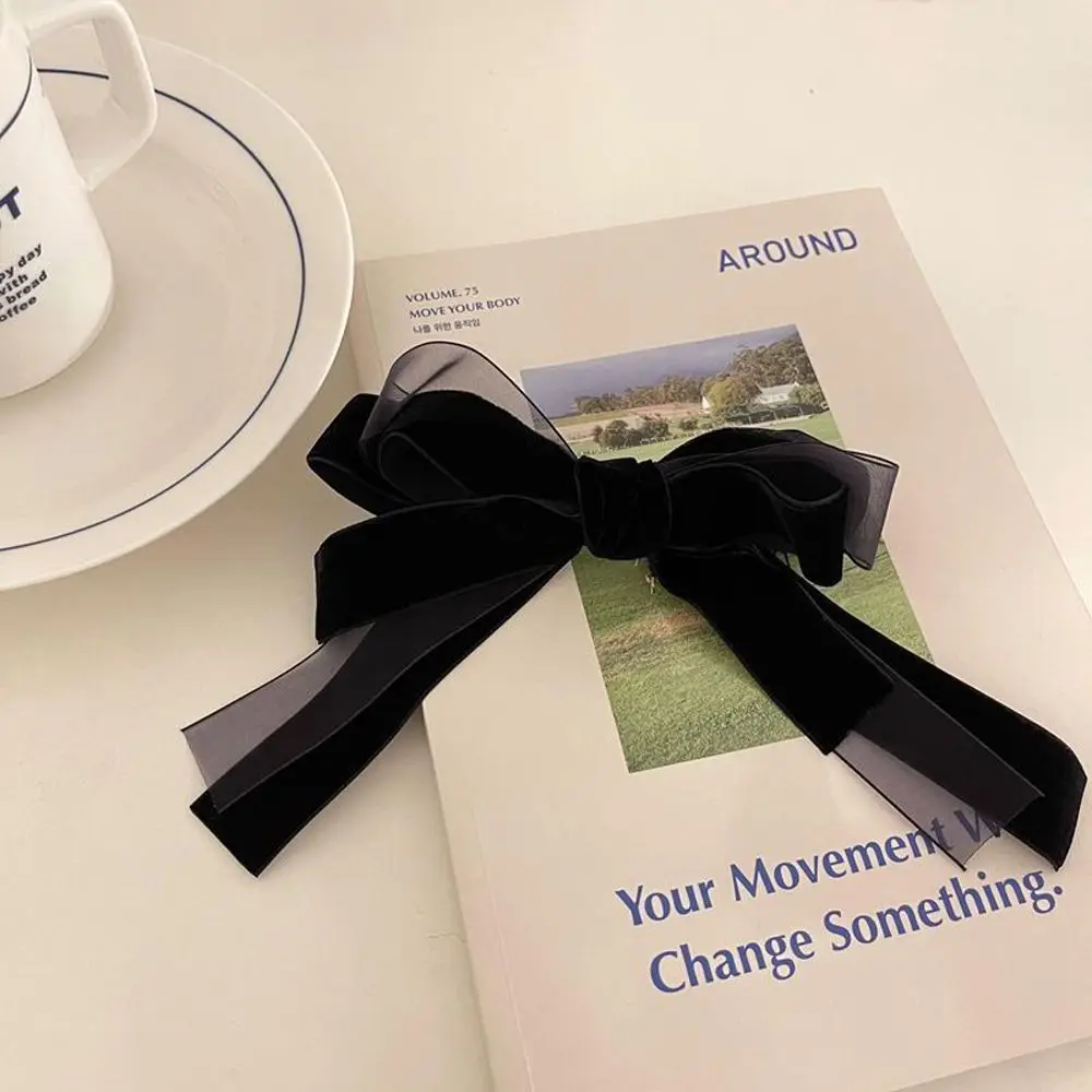 

Женская бархатная резинка для волос, черная винтажная Эластичная завязка для волос с бантом, аксессуары для волос