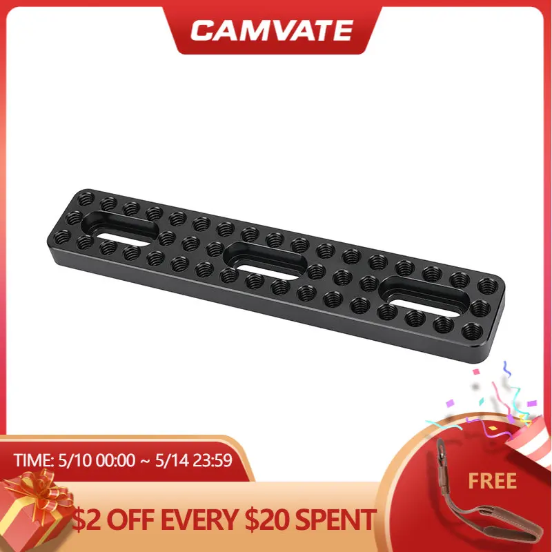 

CAMVATE Camera Baseplate Extension Long Cheese Plate With Multiple 1/4"-20 Thread Holes For DLSR Camera Accessories DIY Setup