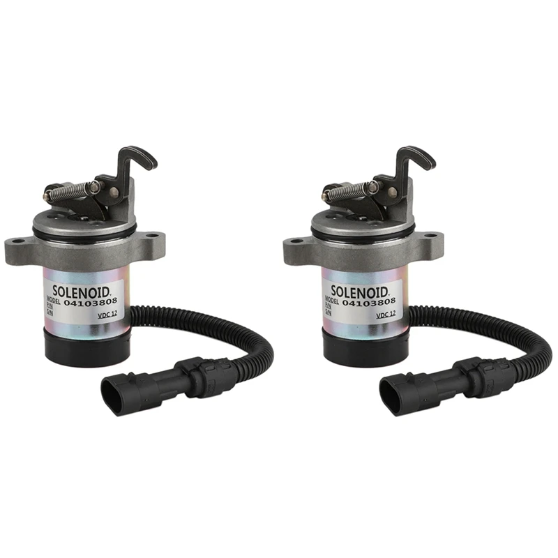 

2X For Deutz Fuel Shut Off Solenoid 04103812 04103808 F3L F3M F4L F4M 1011 2011