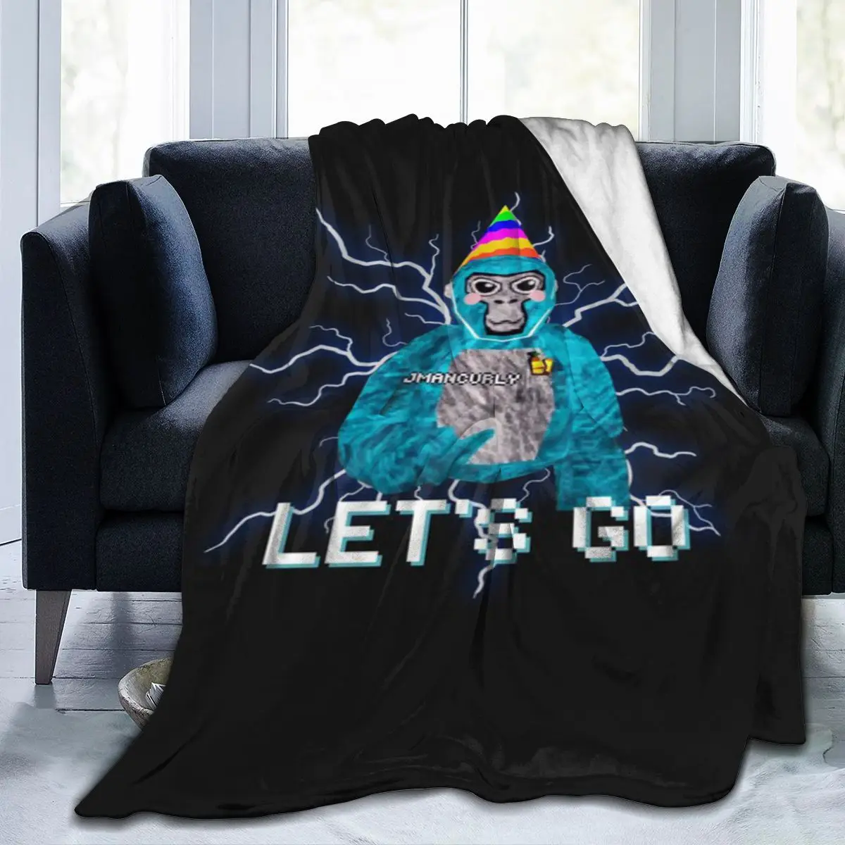 Ультрамягкое Флисовое одеяло с микро-изображением Gorilla Tag jmancurl Monke Merch An