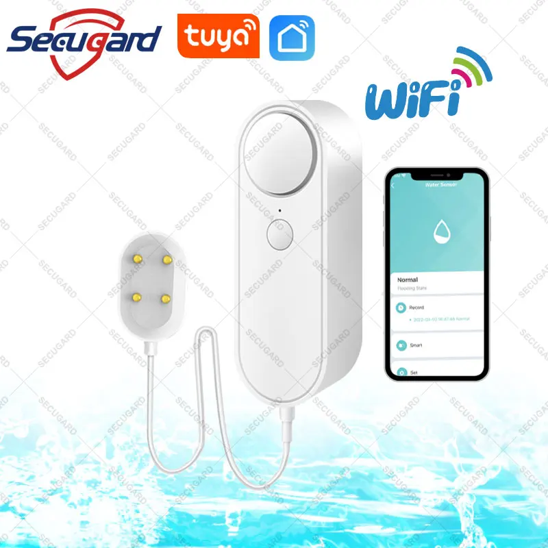 Датчик уровня воды Tuya с Wi-Fi детектор утечки звука и сигнализации для умного дома