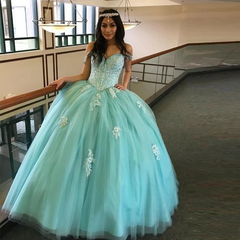 

ANGELSBRIDEP мятно-зеленые платья Quinceanera кружевной корсет с аппликацией тюлевые Элегантные платья 15 лет Платья на день рождения с открытыми плечами