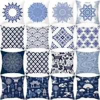 mandala printed peach skin pillowcase 45x45 blue white porcelain cushion cover for waist pillow case fashion sofa throw pillows