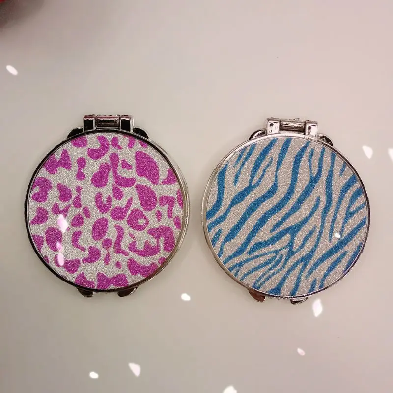 

BV03 Round Glitter Mini Pocket Mirror Makeup Compact Foldable Double Dual Side Random