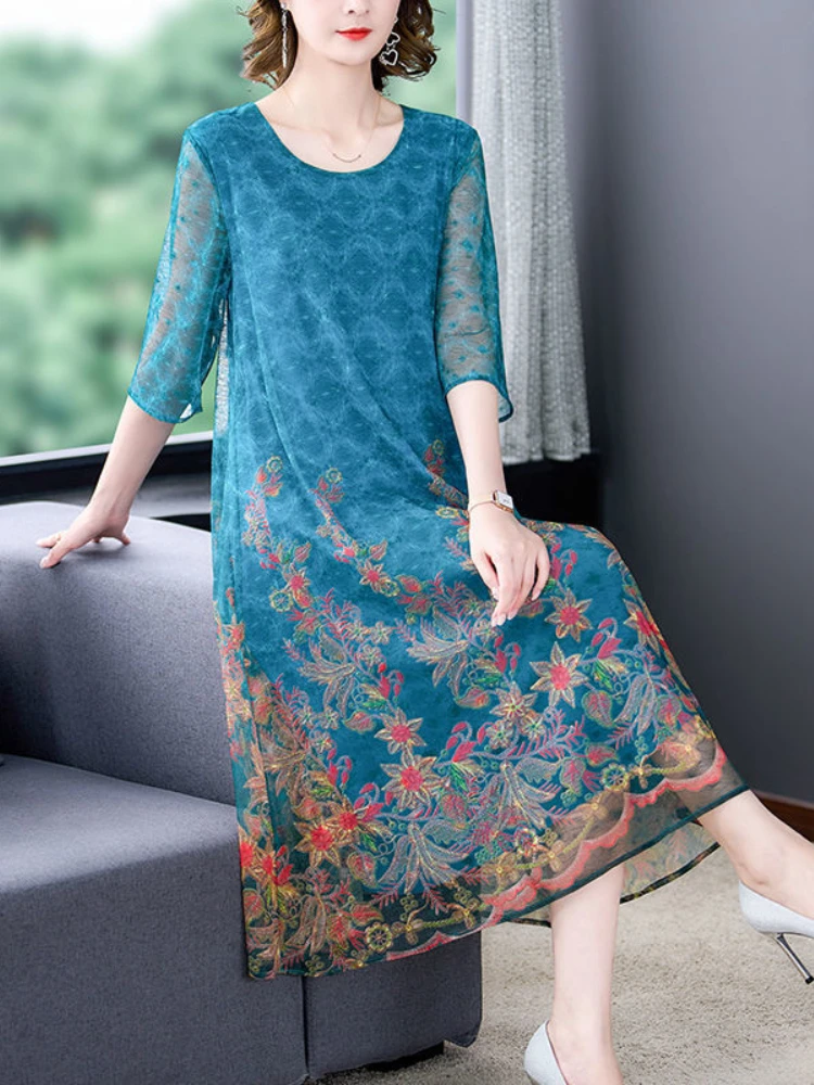 

Женское шифоновое платье с принтом, элегантное облегающее платье средней длины зеленого цвета в винтажном стиле бохо, лето 2023