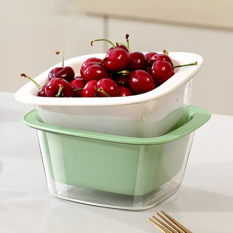 Двухслойная сливная корзина для овощей и фруктов бытовая чаша мытья кухонное